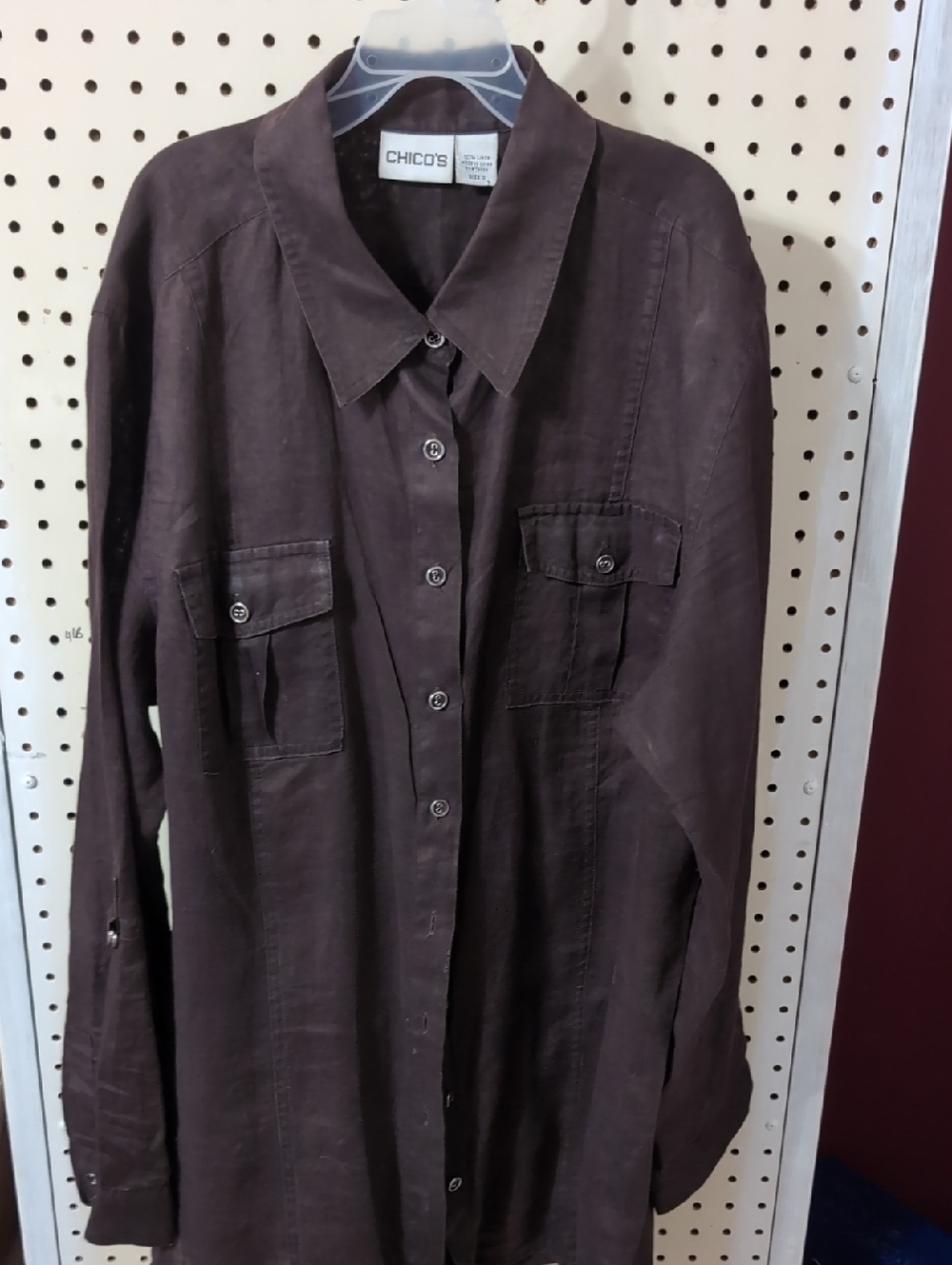 Chico's Dark Brown Button-Front Shirt